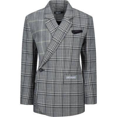 格纹裹身式休闲西服Evisu