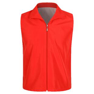 定制志愿者义工慈善社区工作人员宣传红色马甲夹背心印字logo图案