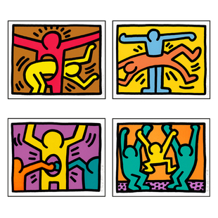 凯斯哈林挂画潮牌卡通涂鸦装饰画现代简约餐厅波普艺术卧室床头画