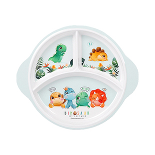 五和小恐龙餐具儿童餐盘宝宝辅食碗分格婴儿食品级卡通家用碗防烫