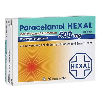 欧洲直邮德国赫素Paracetamol500mg成人发热退烧药20粒对乙酰氨基