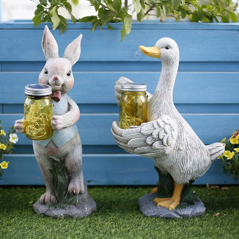 创意鸭子太阳能灯户外花园草坪阳台别墅造景布置庭院动物装饰摆件