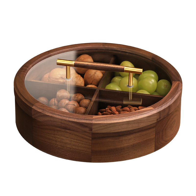 胡桃木轻奢干果盒客厅茶几家用实木坚果糖果收纳盒高级精致水果盘