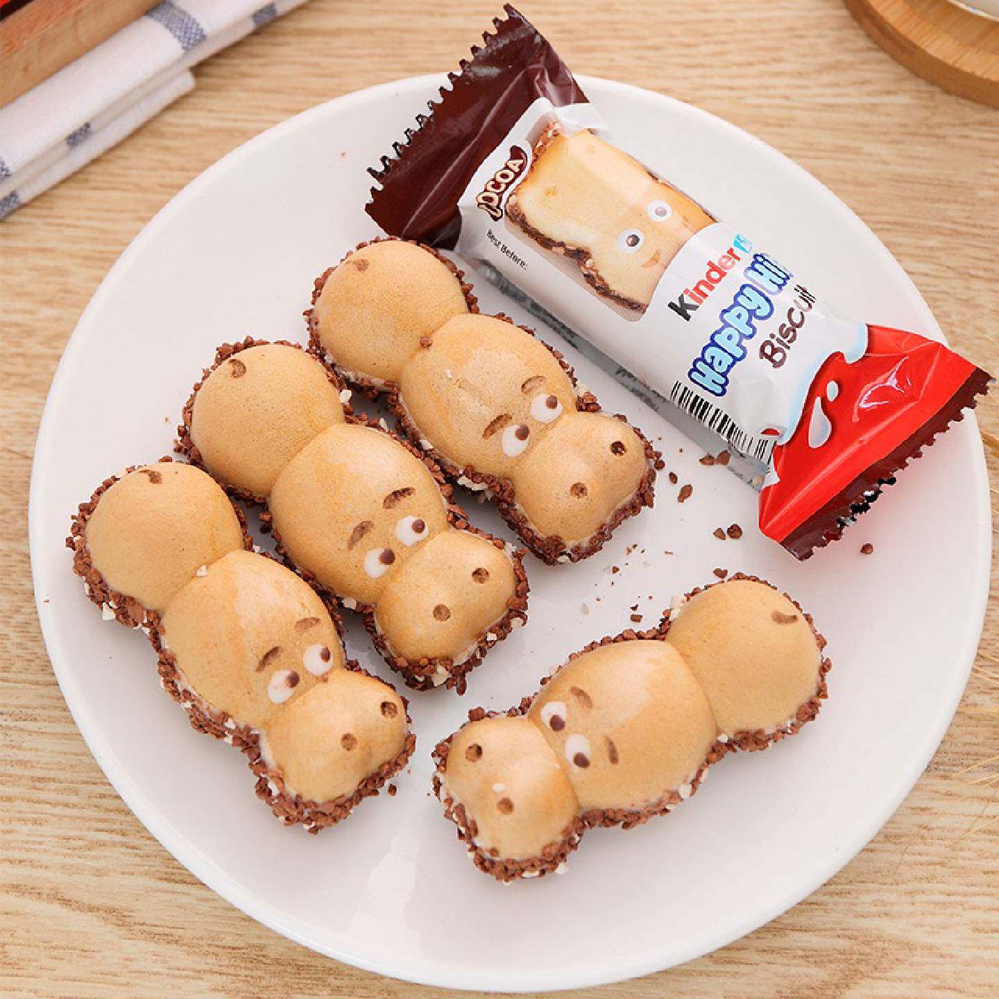 kinder健达开心河马牛奶榛子巧克力注心夹心威化饼干零食5小包