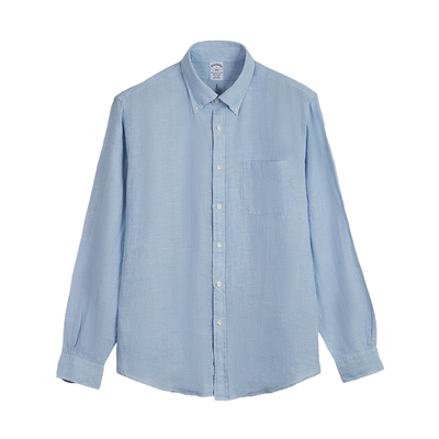 布克兄弟男士25亚麻纯色休闲衬衫