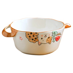 汤碗家用盛汤大号双耳汤盆陶瓷汤锅高颜值沙拉碗吃面大碗汤面碗