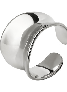 JUTIAN高级感戒指女S925纯银个性潮酷夸张宽面金属质感可调节指环