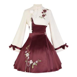 连衣裙女春秋国风汉元素小个子新中式红色喜庆生日成人礼新年战袍