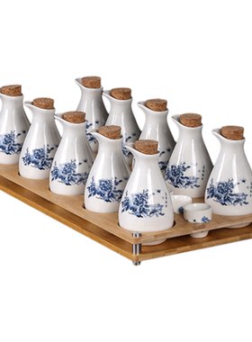 一壶十杯陶瓷中式分酒器收纳架
