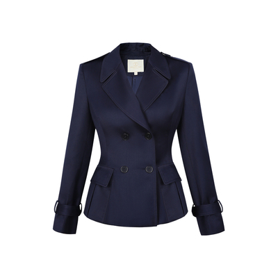 30羊毛高级气质通勤短款风衣外套