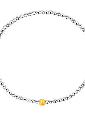 摩典S925纯银磨砂金色珠撞色手链