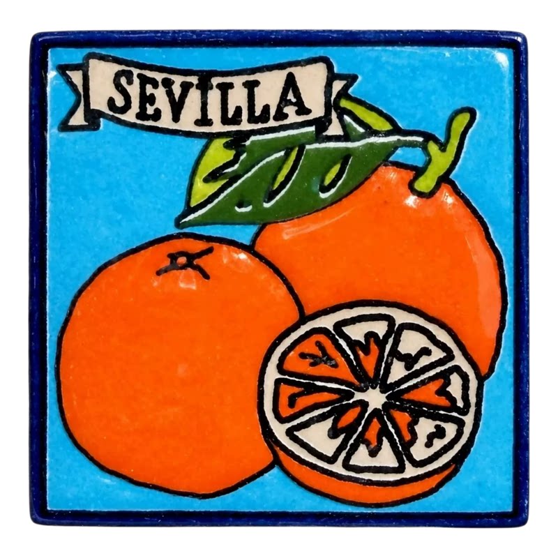 SEVILLA塞维利亚花砖冰箱贴浮雕陶瓷橙花橙子吉拉尔达塔旅纪念品