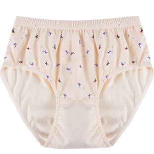 12条装华祝超市正品纯棉三角内裤中高腰印花全棉妈妈女士舒适中年