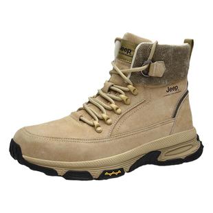 Jeep/吉普秋冬防滑登山鞋男耐磨徒步鞋加绒加厚马丁靴保暖雪地靴