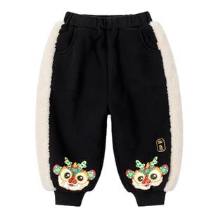 儿童裤子拜年服宝宝加绒过年衣服童装男童冬装小童喜庆年服女