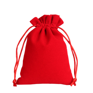 高档大红绒收纳袋红色布袋可加印logo定制图案饰品珠宝包装文玩袋