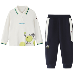 【套装】FILA斐乐儿童卫衣卫裤2026春季新款男小童休闲网球两件套