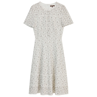 YINER音儿专选2025夏季新款经典黑白撞色波浪花边立体蕾丝连衣裙