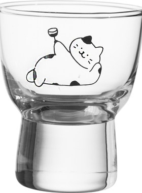原创简笔画小狗玻璃白酒杯烈酒杯