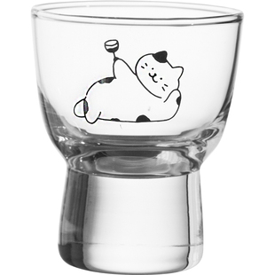 气泡招待所‘原创简笔画小狗玻璃小白酒杯迷你烧酒杯果酒杯烈酒杯
