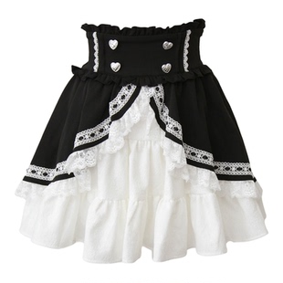 梦展望DearMyLove whip荷叶边蕾丝拼接裙子大码半身裙 535766