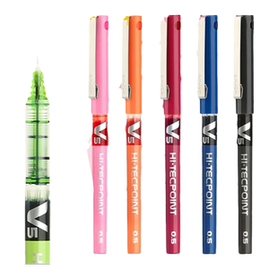 日本百乐学生考试专用中性笔 bx-v5彩色针管水性走珠笔0.5mm顺滑V7中性笔黑色商务办公签字笔官网旗舰店官网