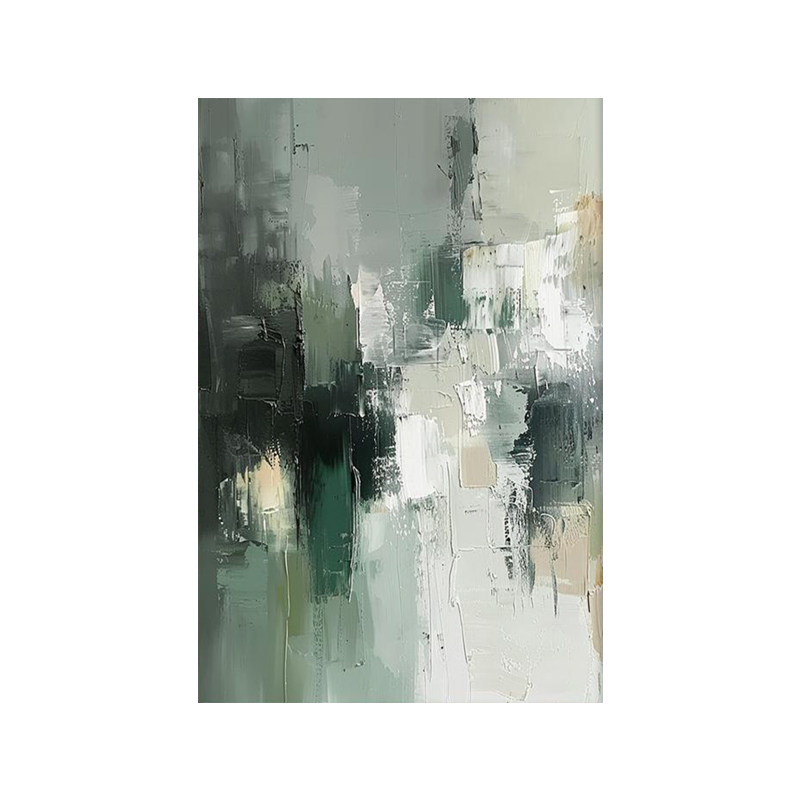 可班手绘油画青澜载福玄关挂画