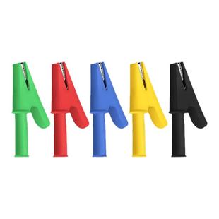 纯铜夹子鳄鱼夹电测试导线夹中号带4mm插孔插式高压全包护套夹30a