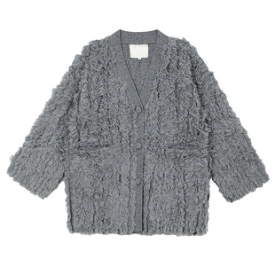 PAPERLLL辛间ins街头感重磅北极毛绒外套女秋气质大版型开衫上衣