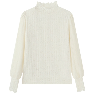 慕兔法式内搭长袖蕾丝衫