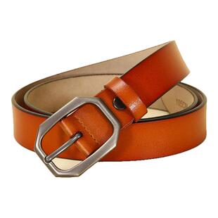 真皮皮带女款配牛仔裤简约百搭休闲时尚针扣牛皮腰带装饰个性黑色