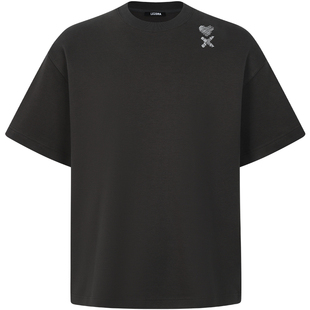 LEZORA  手绘爱心！310g重磅新疆长绒棉廓形短袖T恤男女