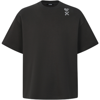 lezora爱心手绘廓形T恤