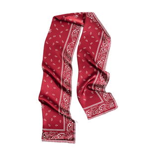 真丝红色长条丝巾女2025新款系脖高级感搭衬衫飘带妈妈围巾本命年