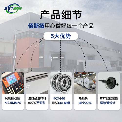 佰斯拓不锈钢离心风机 喷涂耐高温烟气除尘大功率不锈钢离心风机