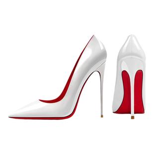 12cm黑色高跟鞋女2026春夏新款斩男细跟尖头性感职业白色红底单鞋