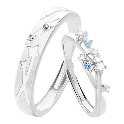 VIVIWELL×Kookiss【星降之夜】情侣对戒S925纯银小众夜光戒指