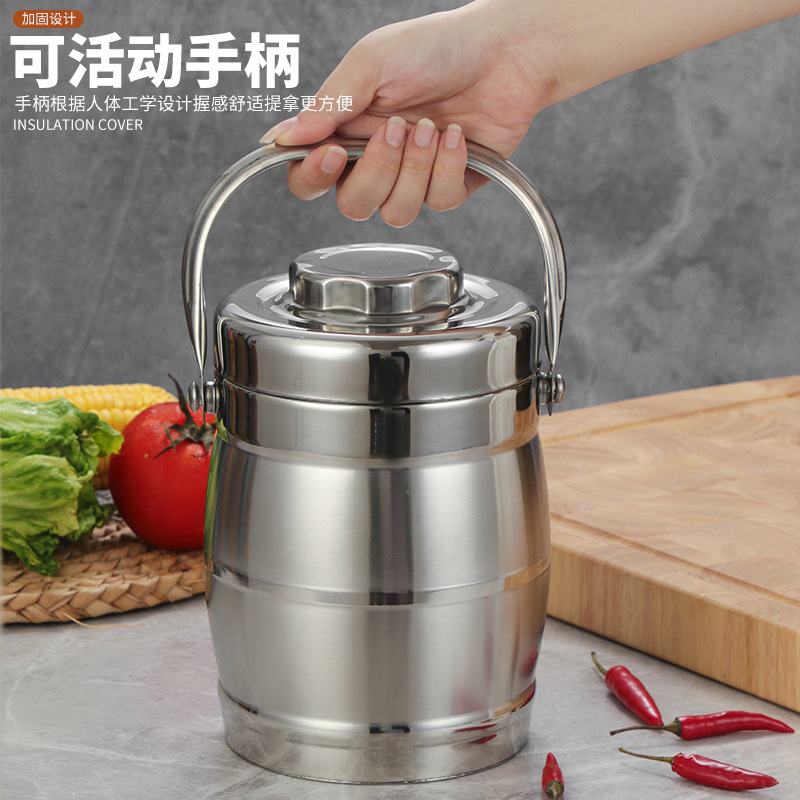 加厚不锈钢双层保温提锅上班族学生便当盒大容量三层真空饭桶饭篮