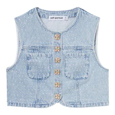 self-portrait短款牛仔背心