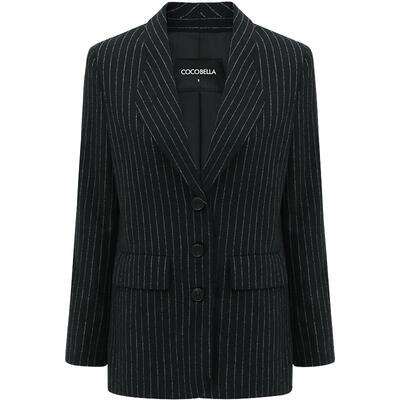 质感黑白条纹正肩西装