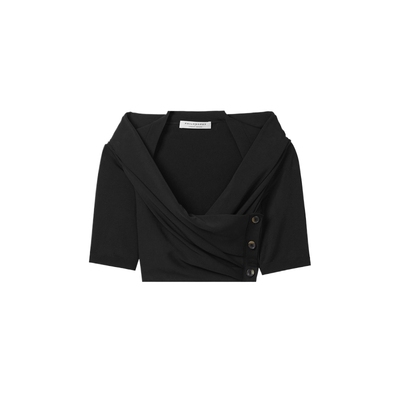 IT修身露脐交叠短袖上衣