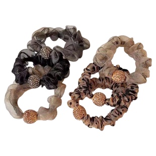 新款高级感水钻网纱头绳女简约气质扎头发绳橡皮筋欧根纱法式发圈