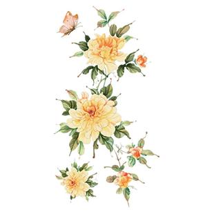 MG tattoo 美的化身 唯美浪漫黄色牡丹花国风写真大腿花朵纹身贴