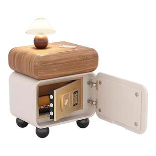 三梦床头柜保险箱一体中古风家用卧室智能实木收纳小柜子2025爆款