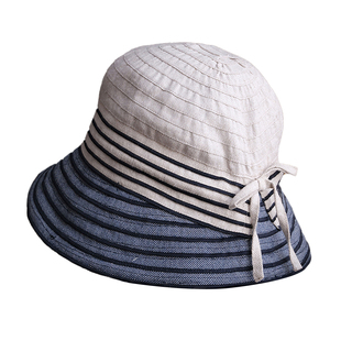 小野商 日本设计休闲亚麻渔夫帽女春夏出游防晒防紫外线遮阳帽子