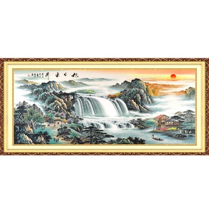 旭日东升十字绣2024新款绣客厅线绣大幅山水画流水生财自己绣手工
