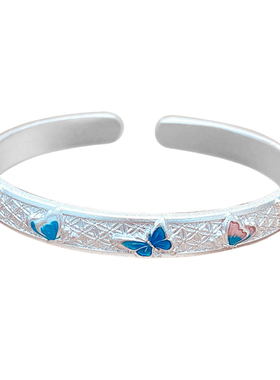 999.9足银福叠蝴蝶手镯国风银饰