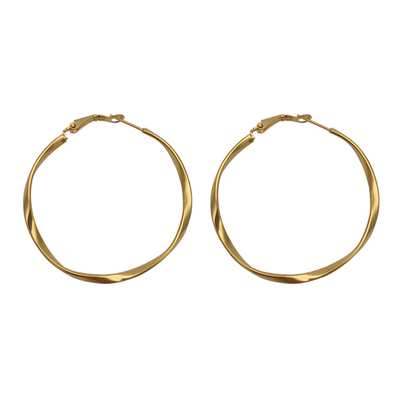 钛钢镀金麻花圆圈几何百搭耳环