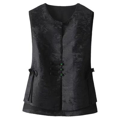 中式女装中国风马甲盘扣背心2024春秋新款上衣高端高级感无袖马夹