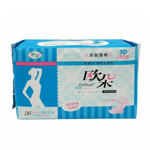 欧朵亲肤柔棉宽胶卫生巾26片5送1日用夜用组合装学生少女姨妈巾